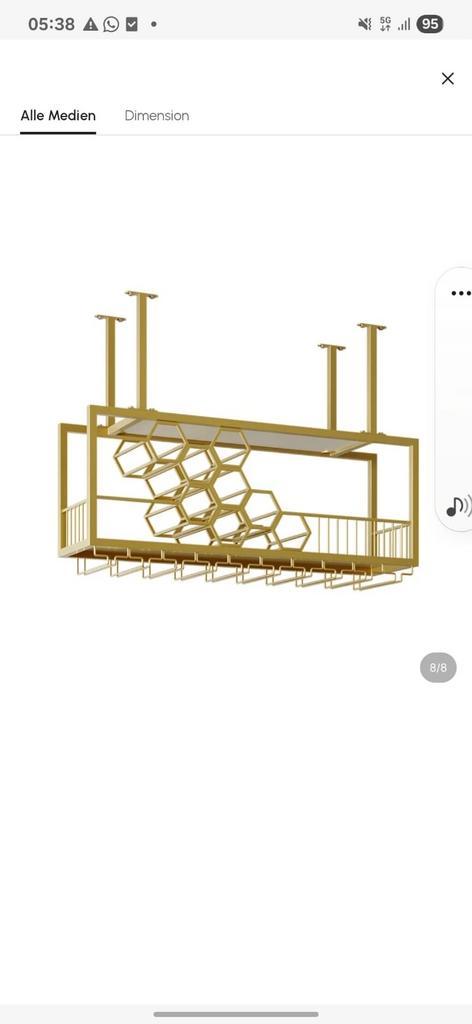 Luxe Gouden Wijnrek / Glashouder - Nieuw in Doos!, Huis en Inrichting, Woonaccessoires | Wijnrekken, Nieuw, Minder dan 50 cm, Metaal