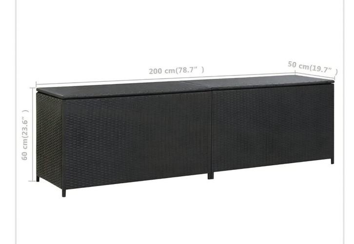 Tuinbox 200x50x60 poly rattan zwart, Tuin en Terras, Bergingen en Tuinkasten, Nieuw, Kunststof, Ophalen