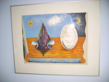 grote surrealistische zeefdruk - gesigneerd werk in opdracht beschikbaar voor biedingen