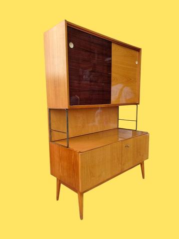 Vintage wandmeubel barkast met schuifdeuren  beschikbaar voor biedingen