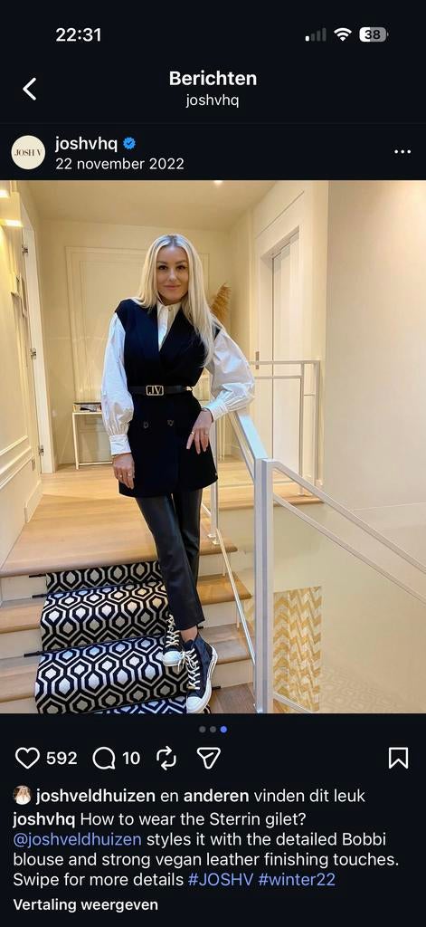 Josh V Sterrin Gilet Zwart - Maat M, Maat 38/40 (M), Verzenden, Zwart, Zo goed als nieuw