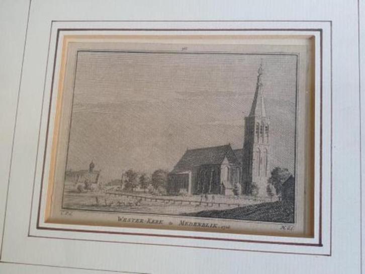 kopergravure Westerkerk te Medemblik, 1726 Hendrik Spilman, Antiek en Kunst, Kunst | Etsen en Gravures, Ophalen