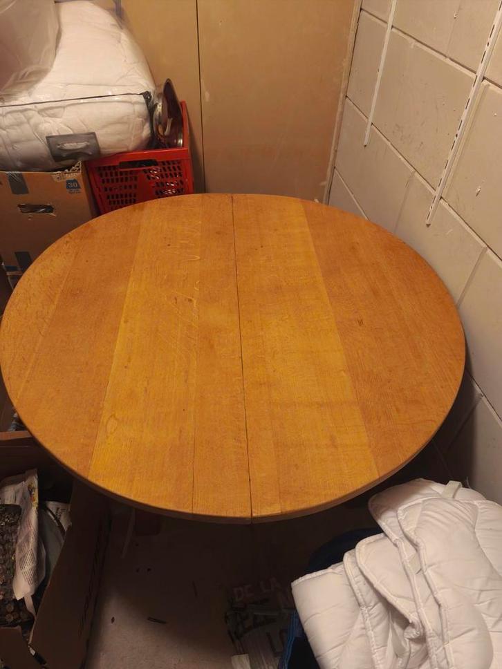 Ronde eettafel uitschuifbaar uitschafbare hout, Huis en Inrichting, Tafels | Eettafels, Zo goed als nieuw, 100 tot 150 cm, 100 tot 150 cm