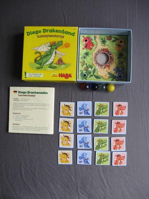 Diego Drakentand - Vulkaanwedstrijd HABA (5495), Kinderen en Baby's, Speelgoed | Educatief en Creatief, Bouwen, Ontdekken, Ophalen of Verzenden