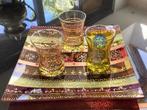 Handgeschilderde Marokkaanse theeglazen met dienblad, Huis en Inrichting, Keuken | Servies, Ophalen, Glas of Glazen, Overige stijlen