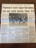 Voetbal krantenartikel Feyenoord FC Barcelona Cruijff 1974, Ophalen of Verzenden, Feyenoord