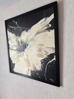 Groot schilderij op doek abstract bloem zwart wit, Ophalen