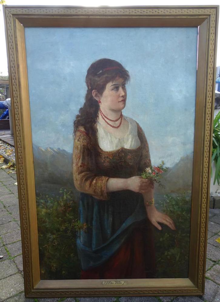 Schilderij van J.J.L. ten Kate / 1888 / romantiek, Antiek en Kunst, Kunst | Schilderijen | Klassiek, Ophalen