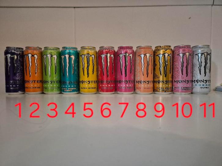 Monster Energy 39 blikken en flesjes, Verzamelen, Blikken, Zo goed als nieuw, Overige, Ophalen of Verzenden