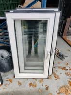 4 Hardhouten Draairamen met Dubbel Glas, Ophalen, Gevelraam of Ruit, Gebruikt, 80 tot 120 cm