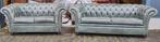 Chesterfield 3+2 zit bank groen leer + BEZORGING GRATIS