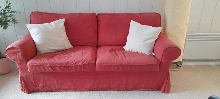 Slaapbank Ikea Ektrop, Huis en Inrichting, Slaapkamer | Slaapbanken, Gebruikt, 160 cm, 200 cm, Tweepersoons, Rood, Ophalen