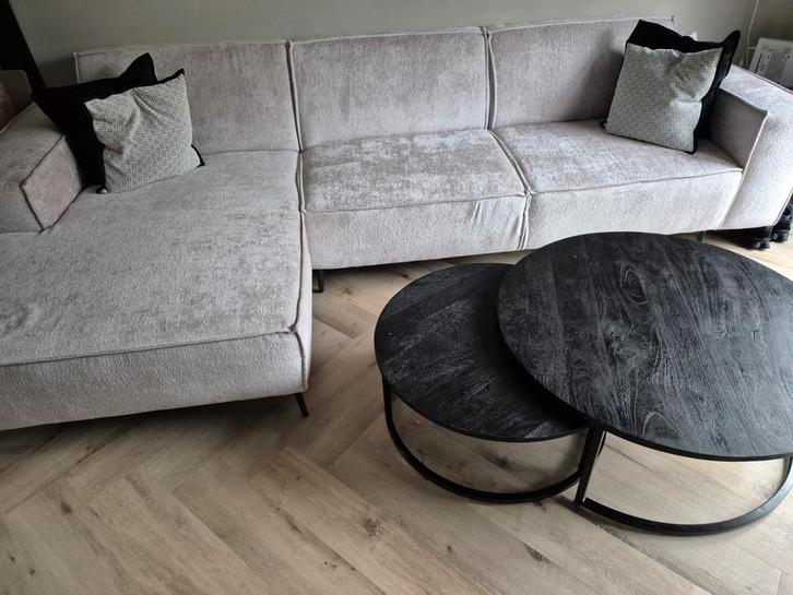 Westwing Salontafel Set - Rond Mangohout, Huis en Inrichting, Tafels | Salontafels, Minder dan 50 cm, 50 tot 100 cm, 50 tot 100 cm