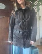 Mooie leren duffeljas met nep bontkraag maat M, Maat 38/40 (M), Bruin, Ophalen of Verzenden, Onbekend