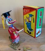 Vintage wind up blikken speelgoed Smart Duck loop eend, Verzenden