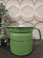 Vintage Reseda groene emaille melkkoker met deksel, Ophalen of Verzenden