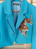 Gepimpt blauw jasje , leuk voor een festival of feestje, Ophalen of Verzenden, Zo goed als nieuw, Maat 38/40 (M), Blauw