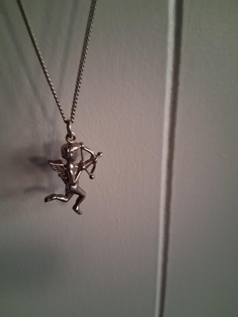 Kettinkje met cupido boogschutter engeltje, Ophalen, Zo goed als nieuw, Zilver, Overige materialen