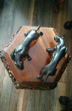 Art deco bronzen beeld set twee Panters ,luipaarden, Ophalen of Verzenden, Brons