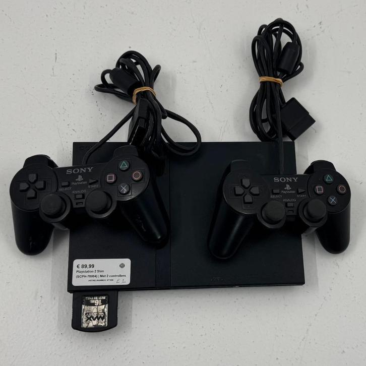 Playstation 2 Slim (SCPH-70004) | Met 2 controllers, Spelcomputers en Games, Spelcomputers | Sony PlayStation 2, Zo goed als nieuw