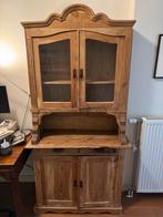 Houten Servieskast met glazen deurtjes, Antiek en Kunst, Antiek | Meubels | Kasten, Ophalen