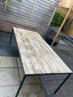 Tuintafel hout met stalen poten, Tuin en Terras, Tuintafels, Ophalen, Gebruikt, Rechthoekig