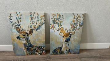 Canvas schilderij hertjes 2x beschikbaar voor biedingen