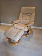 Lederen relaxstoel met voetenbankje | Himolla, Ophalen, Gebruikt, Minder dan 75 cm, Hout