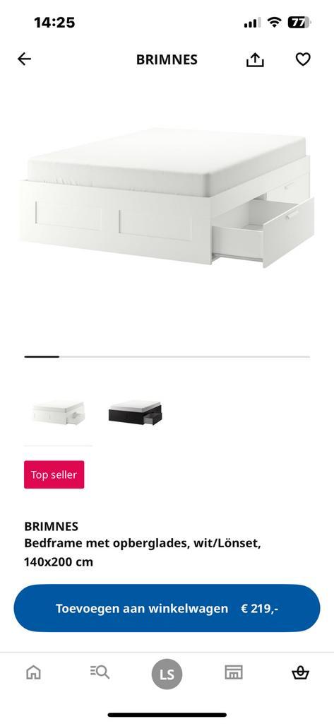 IKEA bed/matras/lattenbodem, Huis en Inrichting, Slaapkamer | Bedden, Zo goed als nieuw, Tweepersoons, 140 cm, Hout, Wit, Ophalen