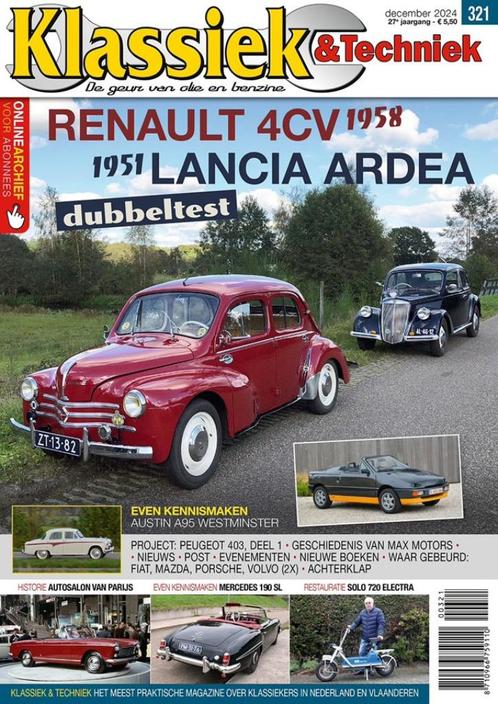 Klassiek & Techniek 321 2024 : Renault 4CV - Lancia Ardea, Boeken, Auto's | Folders en Tijdschriften, Gelezen, Algemeen, Ophalen of Verzenden