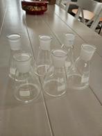 6x erlenmeyer 200 ml scheikunde glaswerk lab, Overige kleuren, Ophalen of Verzenden, Minder dan 50 cm, Glas