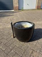 Mooie zwart geglazuurde bloempot voor binnen, Tuin en Terras, Ophalen, Rond, Binnen, Zo goed als nieuw