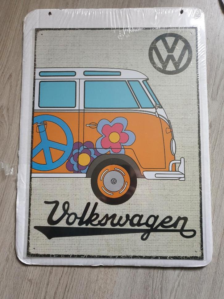 tin-plate metaal reclame vw volkswagen bus t1 bord oranje fl, Huis en Inrichting, Woonaccessoires | Wanddecoraties, Nieuw, Ophalen of Verzenden