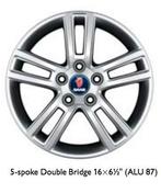 Saab Alu87-velgen (Saab 9-3) + 4 goede winterbanden te koop, Auto-onderdelen, Banden en Velgen, Ophalen, 16 inch, Winterbanden