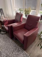 2 Fauteuils rood leder 70 cm breed, Huis en Inrichting, Fauteuils, Ophalen, Minder dan 75 cm, Leer, Zo goed als nieuw