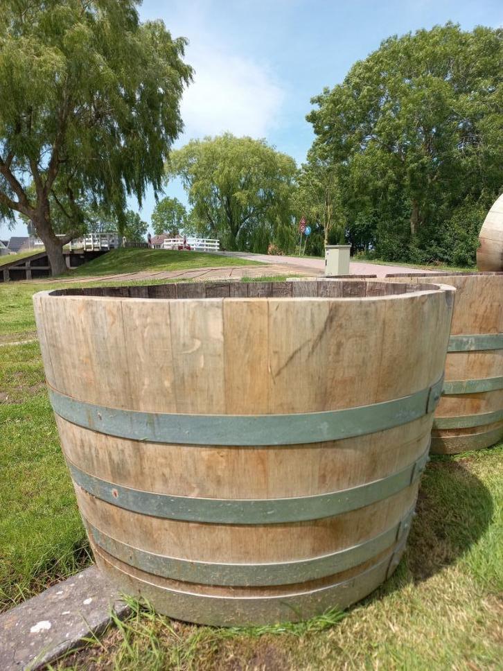 Groot Eikenhouten Wijnvat Plantenbak Minivijver 175 liter, Tuin en Terras, Bloembakken en Plantenbakken, Nieuw, Hout, Balkon, Tuin