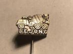 Metalen DE JONG CEMENTTRUCK Speld (Metaalkleur)., Verzenden, Zo goed als nieuw, Transport, Speldje of Pin