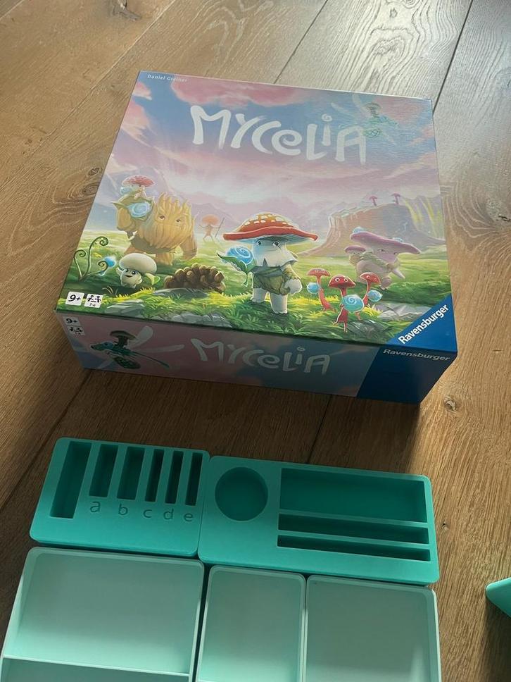 3d geprinte insert Mycelia - mintgroen en turquoise, Hobby en Vrije tijd, Gezelschapsspellen | Bordspellen, Nieuw, Ophalen of Verzenden
