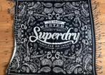 Superdry sjaal zwart wit franje ongeveer 110x110, Superdry, Maat 46/48 (XL) of groter, Ophalen of Verzenden, Zo goed als nieuw