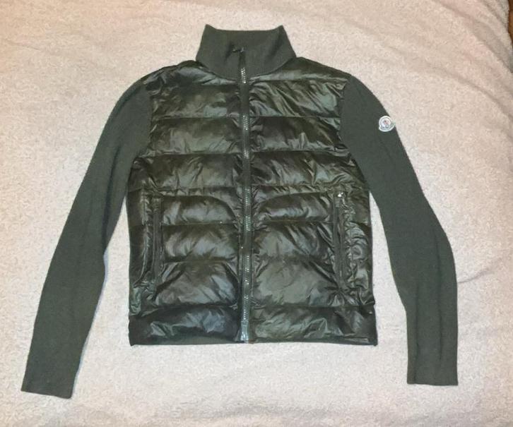 Moncler green knitted jacket, Kleding | Heren, Jassen | Zomer, Gedragen, Maat 48/50 (M), Groen, Ophalen of Verzenden