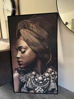 Schilderij afrikaanse vrouw bruin 70x120, Huis en Inrichting, Woonaccessoires | Schilderijen, Tekeningen en Foto's, Ophalen, Zo goed als nieuw