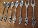 7 vintage RVS ajour bestek 5 lepel 2 vorkje 12 cm 1960 p st, Antiek en Kunst, Antiek | Bestek, Ophalen of Verzenden