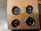 DASHBOARD METERS OLDTIMER 4 STUKS OLIE TEMP BENZINE AMPERE, Ophalen of Verzenden