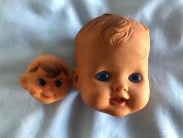 Twee losse poppen hoofden pop ( jongen en baby ) hoofd  beschikbaar voor biedingen