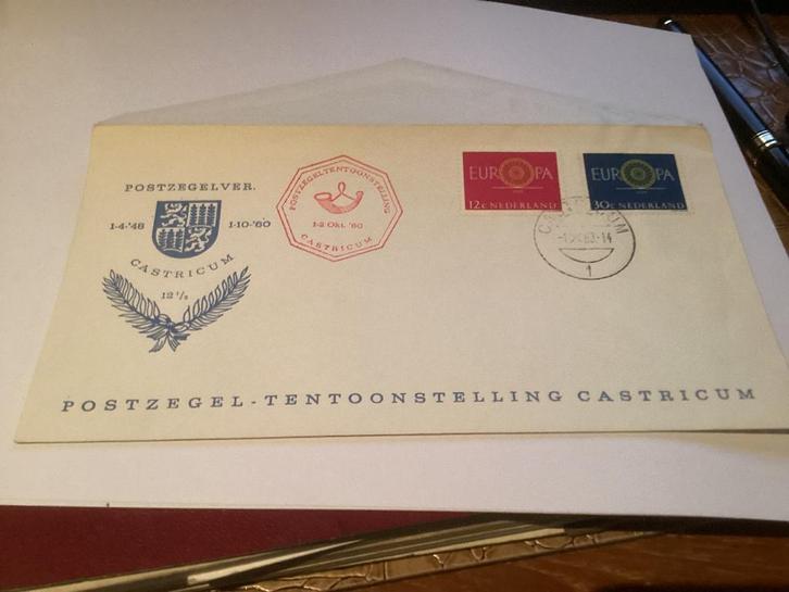 No7248 1-2 Okt 1960 postzegel tentoonstelling Castricum 13-1, Postzegels en Munten, Postzegels | Eerstedagenveloppen, Onbeschreven