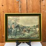 Jacht afbeelding op stof in hout lijst 35,5 x 27,5 (nummer 1, Huis en Inrichting, Ophalen of Verzenden, Minder dan 50 cm, Print
