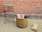 Zware , geelkoperen plantenbak / houtketel, Tuin en Terras, Tuin, Gebruikt, Minder dan 30 cm, Minder dan 60 cm