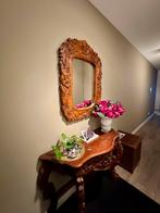Vintage Barok haltafel console + spiegel Indonesië notenhout, Ophalen, Rechthoekig, Minder dan 50 cm, Minder dan 100 cm