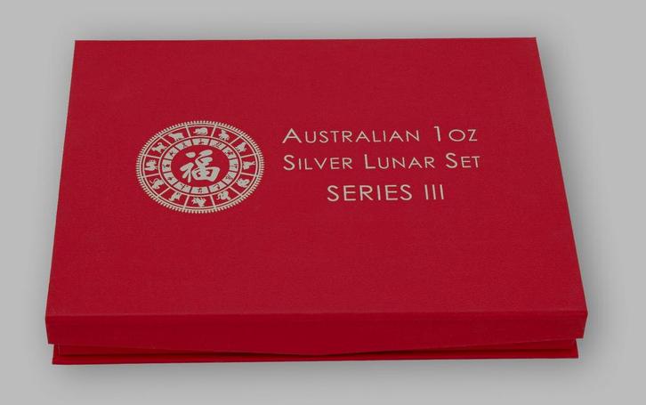 Nieuwe Muntenbox lunar 3 serie 1 oz munten, Postzegels en Munten, Edelmetalen en Baren, Zilver, Ophalen