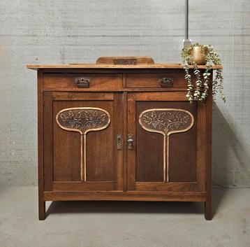 Antieke brocante Art Deco commode vintage dressoir ladekast beschikbaar voor biedingen